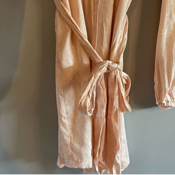 AFRM Milos Long Sleeve Wrap Minidress In Icy Pink Snake || SZ S - Picture 7 of 15